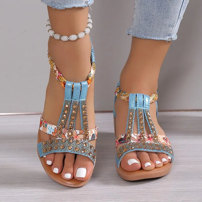 big size new Thick Bottom Slope Heel Women's Shoes with Velcro Buckle Strap Sandals for Women