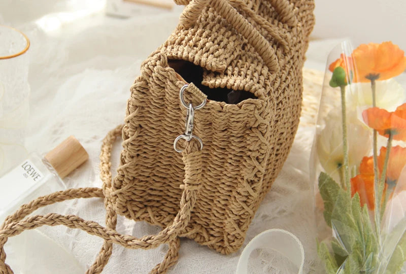 Gusure Ladies Summer Straw Woven Crossbody Bags Casual Small Hasp Shoulder Bag rafia Square Rattan Messenger Bag borse borsa