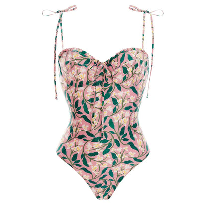 2025 New Two Pieces Swimsuits Swimwear Women Floral Summer Bathing Suits French Retro Style Beachwear Sexy Bikini Swimdress