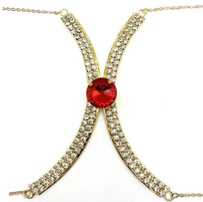 Sexy BodyChain Necklace Elegant Summer Crystal Rhinestone Crossover Waist Belly Chain Bikini Accessories 0762