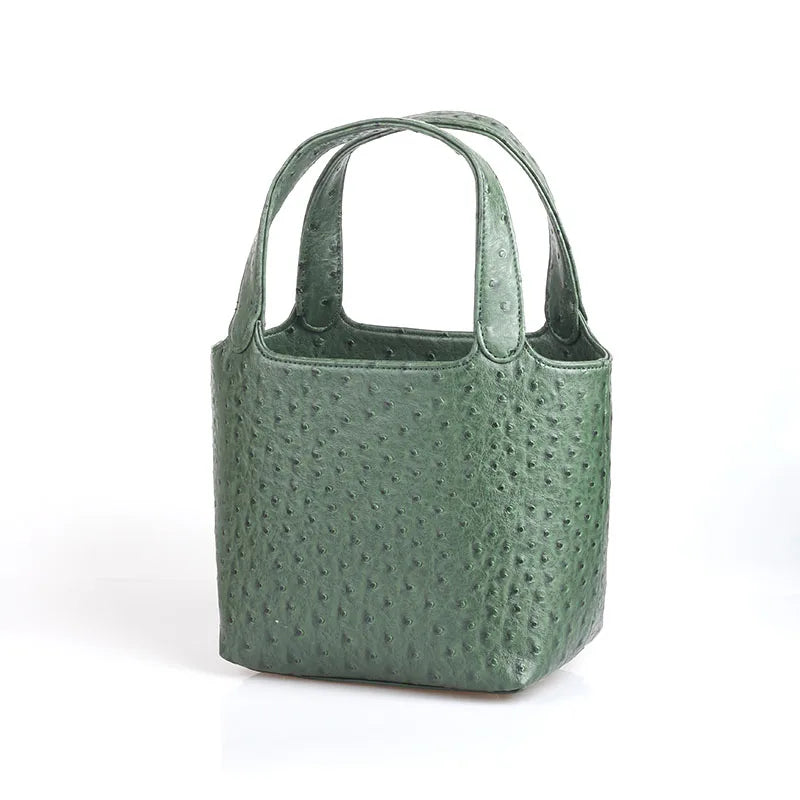 XMESSUN Borsa da donna retrò elegante con motivo struzzo da donna Moda retrò 2026 Nuova borsa con manico superiore per le vacanze estive al mare