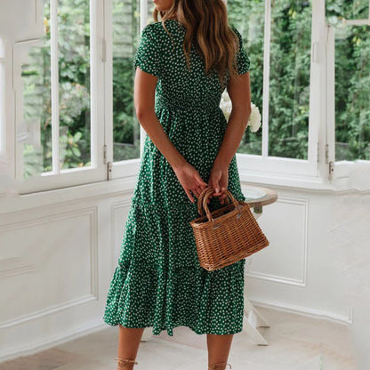 Abiti vintage stampa vintage manica a sbuffo estate spiaggia abiti dolci casual colletto quadrato floreale maxi abito lungo festa