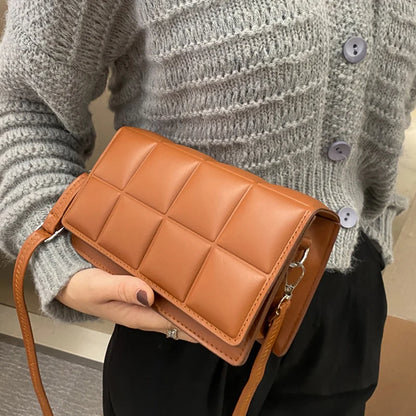 Nuove borse a tracolla moda tinta unita borsa a tracolla da viaggio femminile plaid piccole borse a tracolla in pelle PU per donna