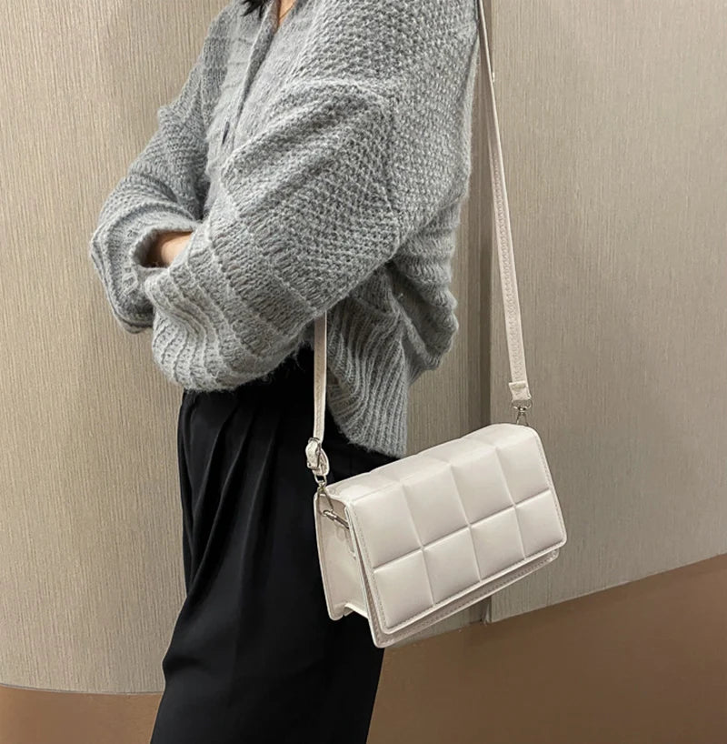 Nuove borse a tracolla moda tinta unita borsa a tracolla da viaggio femminile plaid piccole borse a tracolla in pelle PU per donna