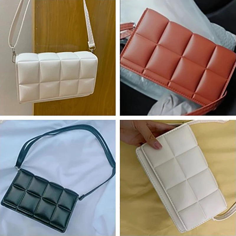 Nuove borse a tracolla moda tinta unita borsa a tracolla da viaggio femminile plaid piccole borse a tracolla in pelle PU per donna