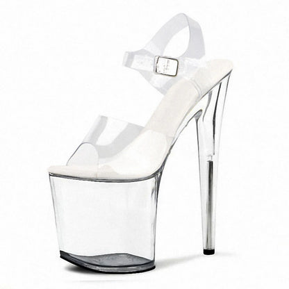 Sandales princesse en cristal de 8 pouces pour femmes Talons spéciaux d'entraînement pour mariage boîte de nuit Chaussures de pole dance de 20 cm Amorti d'été