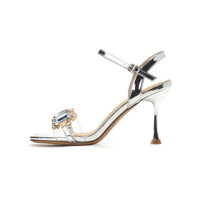 Sandales d'été coréennes à talons hauts pour femmes, nouvelles sandales d'extérieur à bout ouvert, à talon aiguille, de style féérique, à bout carré et à bride unique