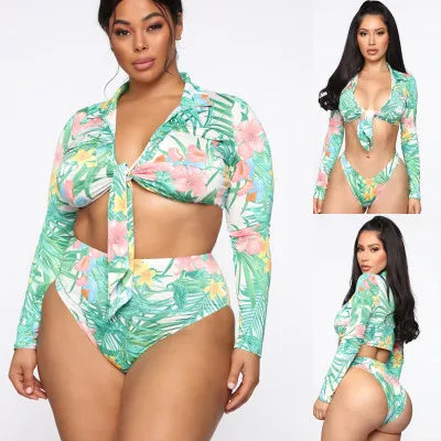 2022 New 4XL 5XL Women Plus Size Swimwear 3 Piece Swimsuit Leopard Print Plus Size Swimwear Bikini for Fat Women