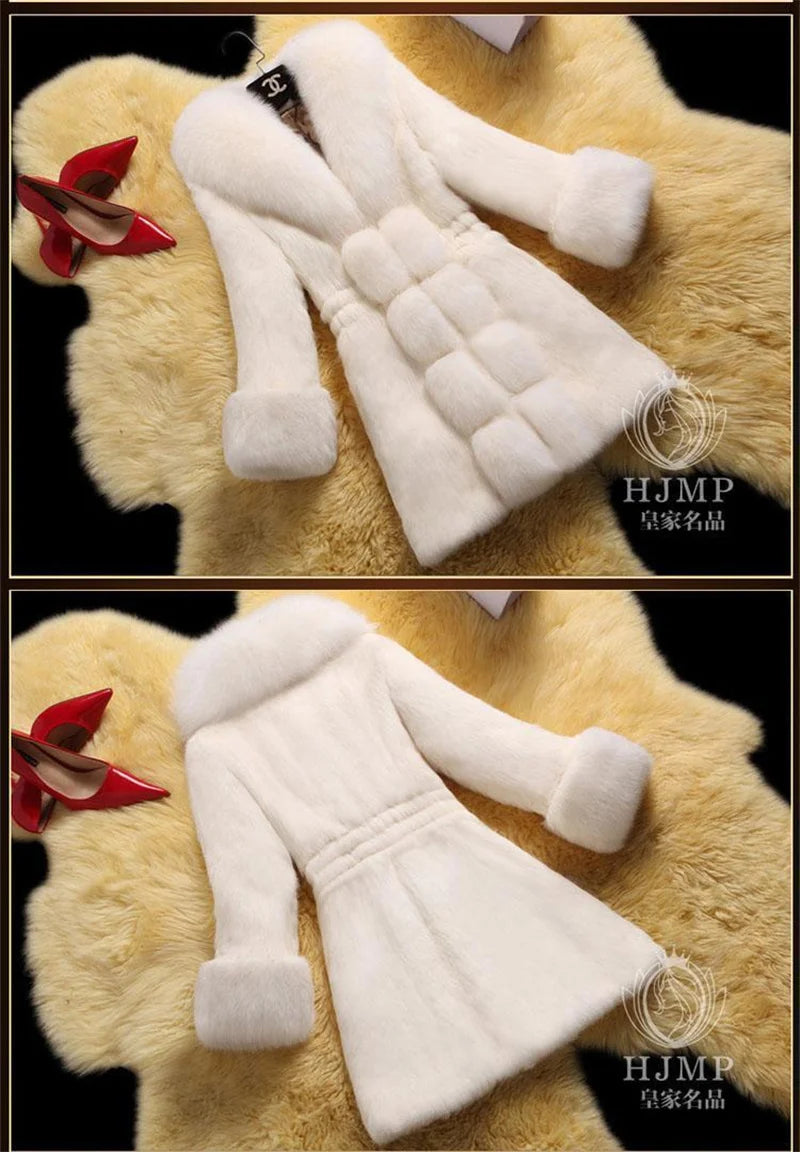 Cappotto Vintage 2026 Nuovo Autunno Inverno da Donna Lunghezza Media in Pile con Collo in Pelliccia Sintetica di Volpe e Visone, Spesso ed Elegante 408