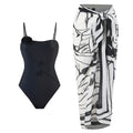 Hochwertiger Bademodenstoff Damen Print Sarong Badeanzug Strand Vertuschung Wickelrock Pareo 2-teiliger Bikini-Set Custom Logo Badeanzug