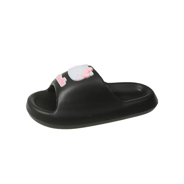 2025 Summer Fashion Sandals KT Cat Cartoon Design One-Word Non-Slip TPR for Slippers Height Increasing Autumn Fashion Trend