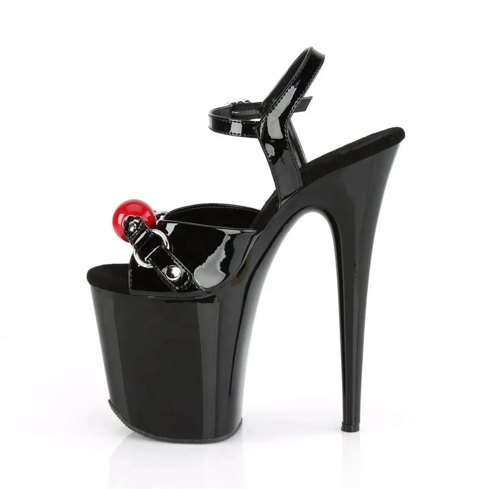 8inch-20cm Open Toe Summer Autumn Outdoor Anti-Slip Waterproof Plastic Platform Stiletto Heel Pole Dance Heeled Sandals Black
