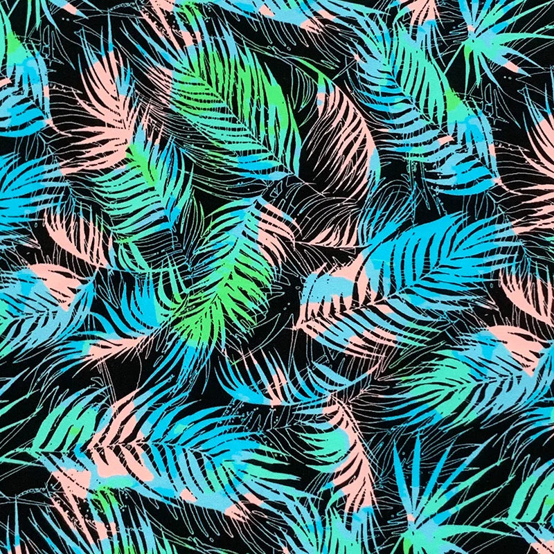 Fabric Supplier Quick Dry Blue Coconut Tree Sublimation Printing Nylon Spandex Fabric Beachwear Sexy Woman Swimwear Bikini Set