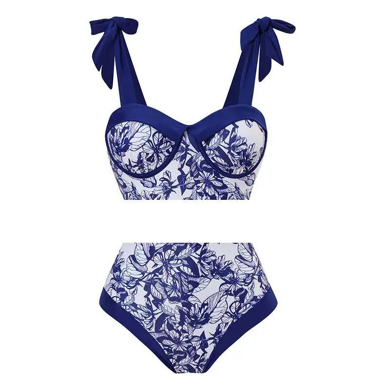 2023 Two Piece Swimsuit Sling High Waist Skinny Bikini Set and Cover up Sexy Backless V Neck Bikinis & Beachwear