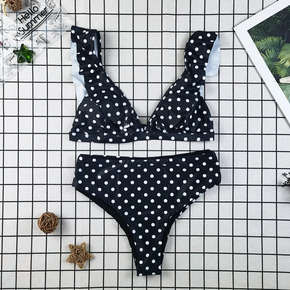 HD- HD2186 Recycled Fabric Swimwear Ladies Deep-v Sexy Two Piece Bikini Suit Women's Fashion Swimsuit Customized Swimwear