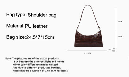 Borse in pelle PU moda per donna Borsa da ascella modello alligatore Borsa da donna piccola borsa a tracolla sotto le ascelle