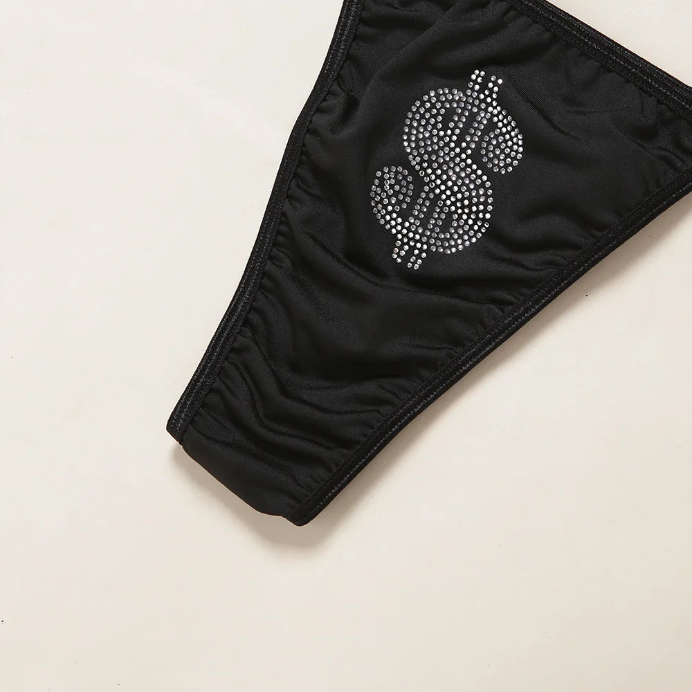 Maßgeschneiderte sexy Satin-Bademode Bikini Strass-Bikini 2019