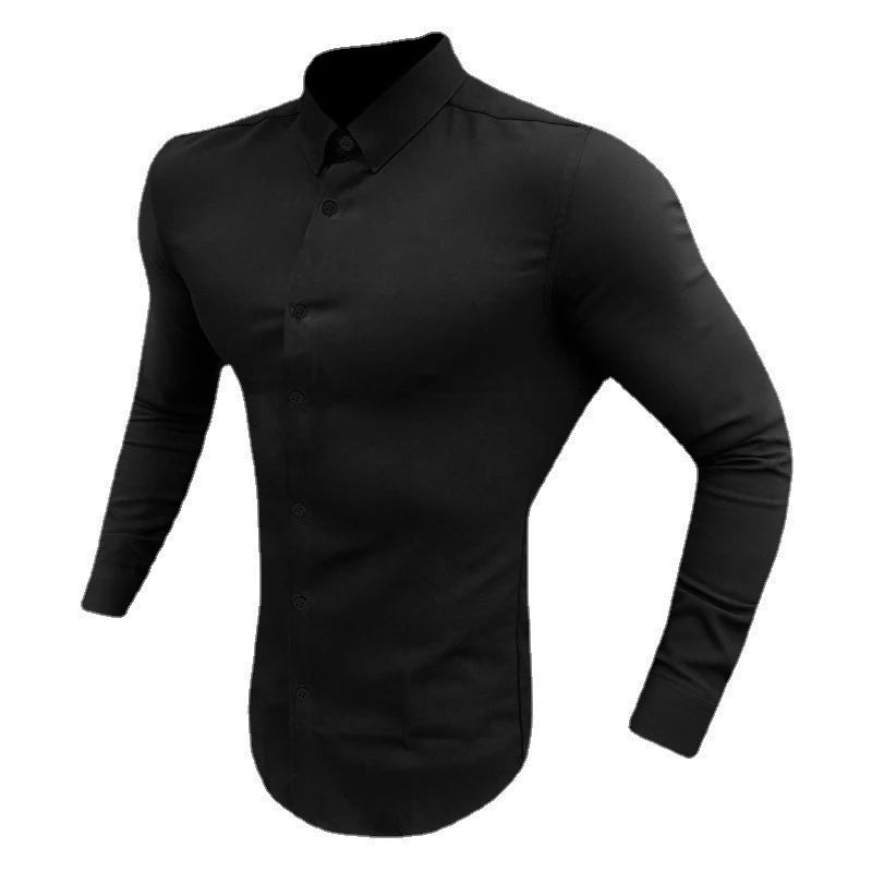 Camicia a maniche lunghe moda autunno uomo camicia super slim fit maschile casual da lavoro sociale camicia da uomo di marca abbigliamento sportivo fitness