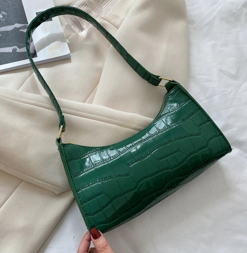 Borse in pelle PU moda per donna Borsa da ascella modello alligatore Borsa da donna piccola borsa a tracolla sotto le ascelle