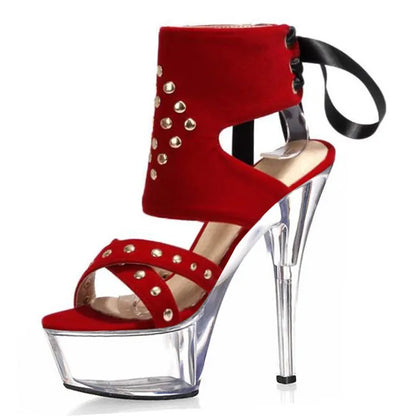 Sandales à talons hauts de 15 cm pour femmes, style gothique fétichiste, grande taille, talons aiguilles, bout ouvert, pour travestis, robe complète, talons hauts à bout ouvert
