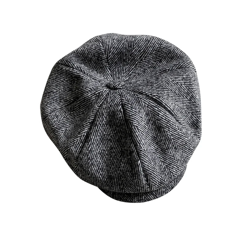 Berretto di lana per uomo Gatsby Cappello Autunno Inverno Uomo Berretti piatti Grigio a spina di pesce Berretti strillone Maschile Sombreros De Hombre Berretti NM01-2