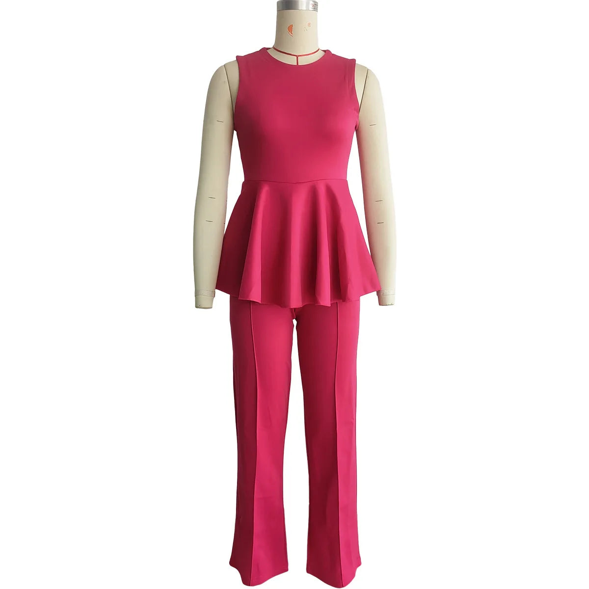 L394 Latest Design Summer Jumpsuit Women Lapel Collar Pocket Loose Waist Wide Leg Sleeveless Jumpsuit for Ladies