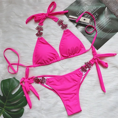 YWBZ-BZ2020037 Maillot de bain pour filles sexy avec cristaux en diamant, accessoires de bikini, maillot de bain brésilien