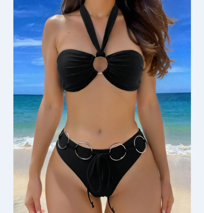 Kundenspezifischer Tube Top Brasilien Sexy Heißer Neckholder Bikini Zweiteiliger Badeanzug Sexy Reife Bikini Mädchen Bandeau Bügel Bademode