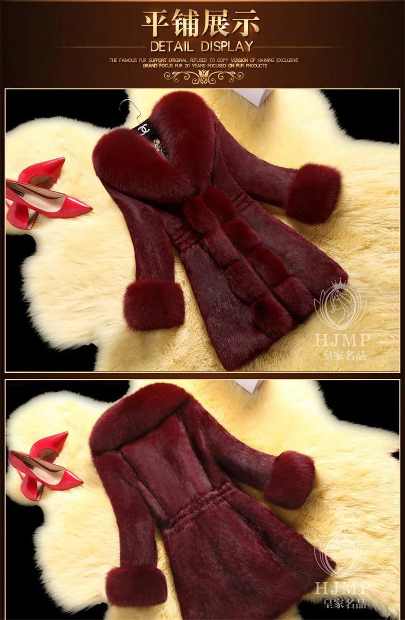 Cappotto Vintage 2026 Nuovo Autunno Inverno da Donna Lunghezza Media in Pile con Collo in Pelliccia Sintetica di Volpe e Visone, Spesso ed Elegante 408