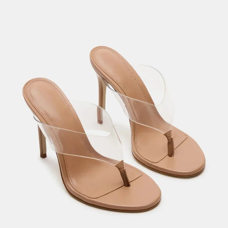 Custom Women's Lightweight High-Heeled Sandals Summer Antislip Clear Upper Breathable Height Increasing Heel Sexy Style