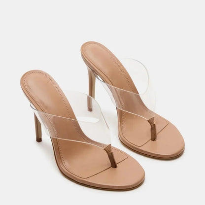 Custom Women's Lightweight High-Heeled Sandals Summer Antislip Clear Upper Breathable Height Increasing Heel Sexy Style