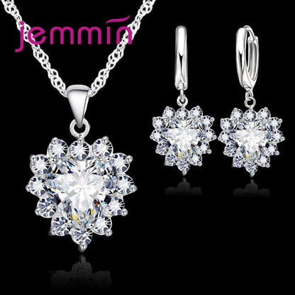 Top di Vendita di Cerimonia Nuziale di Fidanzamento Regalo di Anniversario Dei Monili di Imposta Solido Dell'argento Sterlina 925 Del Pendente Del Cuore Orecchini A Cerchio per Le Donne Ragazze