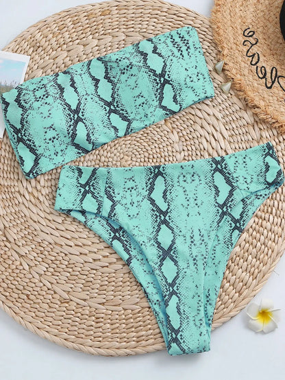 Sexy Bandeau Bikinis Damen Badeanzug Push Up Bademode Print Bikini Set Weibliche Brasilianische Bikinis Strandmode Sommer High Waist Swim