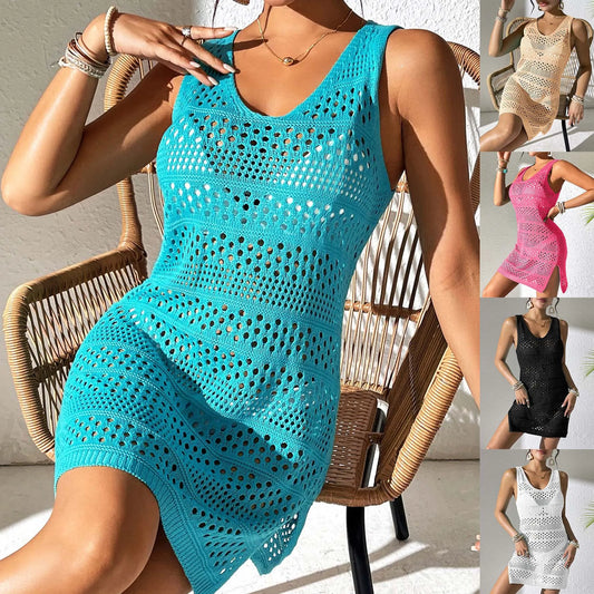 2024 Nouvelle Arrivée Crochet Couverture Robe Tricotée Creuse Vêtements de Plage Robe de Soirée Cache-maillot de Plage Maillot de Bain Femme Été Bikini