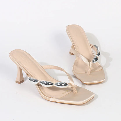 Y 36-42 Sandales grande taille pour femmes à la mode, sandales simples à talons aiguilles, polyvalentes, sexy, pour soirée
