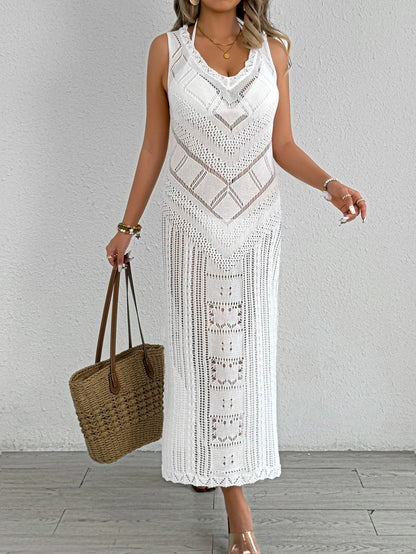 Vente en gros Sexy 1 pièce Cache-maillot de plage Bikini Gilet en crochet Robe de villégiature Robes longues maxi avec fente pour femme