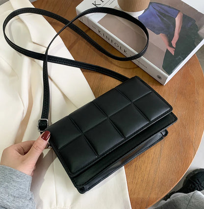 Nuove borse a tracolla moda tinta unita borsa a tracolla da viaggio femminile plaid piccole borse a tracolla in pelle PU per donna