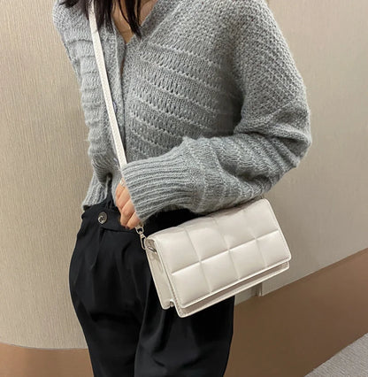 Nuove borse a tracolla moda tinta unita borsa a tracolla da viaggio femminile plaid piccole borse a tracolla in pelle PU per donna