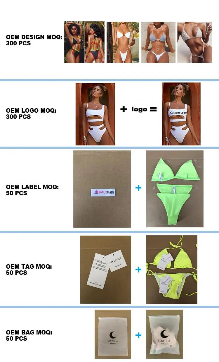Maßgeschneiderter Bikini Pink Private Label Damen Rippen-Tanga Sexy Chicas Hermosas Bikini Bündel