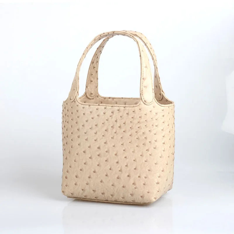 XMESSUN Borsa da donna retrò elegante con motivo struzzo da donna Moda retrò 2026 Nuova borsa con manico superiore per le vacanze estive al mare