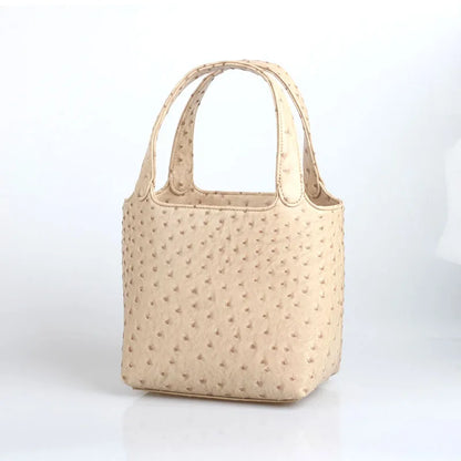 XMESSUN Borsa da donna retrò elegante con motivo struzzo da donna Moda retrò 2026 Nuova borsa con manico superiore per le vacanze estive al mare