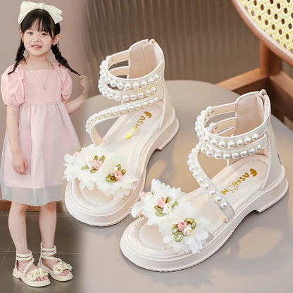Girls' Sandals Summer Fashion Princess Shoes Summer New Open Toe Little Girl Student Roman Shoes