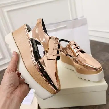 Genuine Leather Buckle Strap Sandals Breathable Sneakers Stars women summer rivets shoes Korean Style Platform Casual Shoes