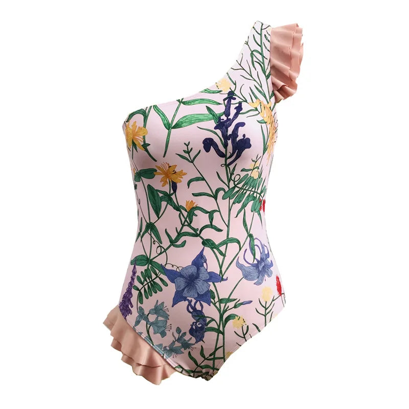 2023 New Swimwear Slim Bikini Women Printed Ruffle Swimsuit With Chiffon Dress Bikinis & Beachwear