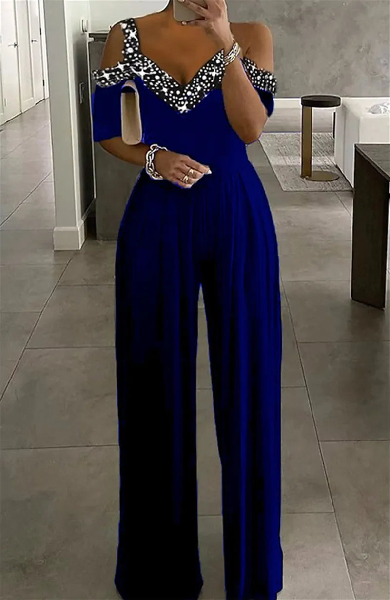 Latest Arrivals Ladies Casual Jumpsuits Female Solid Color Beaded Sleeveless Bodycon Lady Elegant Women Plus Size Jumpsuits
