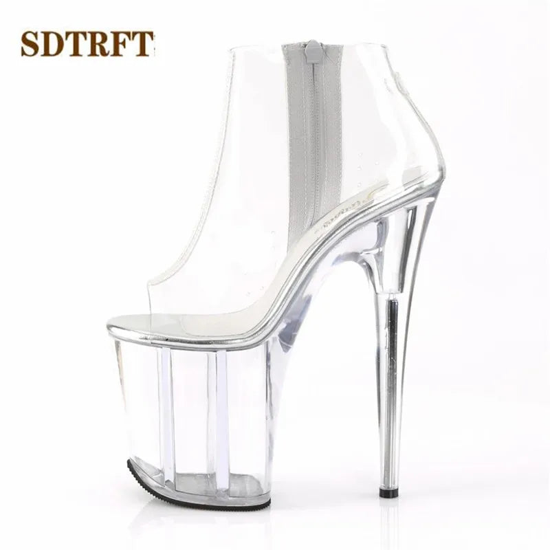 SDTRFT Tacchi a spillo 20 cm Tacchi sottili Stivaletti piattaforme trasparenti scarpe Donna Botas Mujer Décolleté da festa Sandali open toe estivi