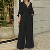 Combinaison élégante d'hiver pour femmes S-3XL, à manches courtes, col en V, couleur unie, style décontracté européen et américain.