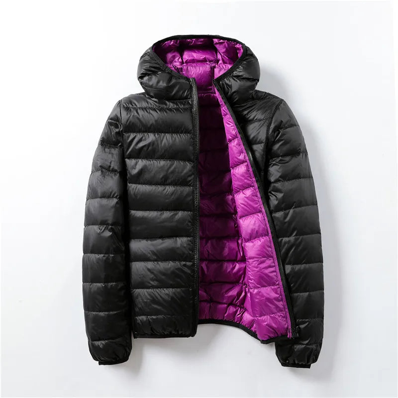 Piumino da donna bianco anatra 2021 nuovo piumino portatile con cappuccio Double face cappotto invernale da donna ultraleggero parka caldo