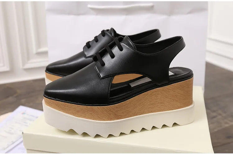 Genuine Leather Buckle Strap Sandals Breathable Sneakers Stars women summer rivets shoes Korean Style Platform Casual Shoes