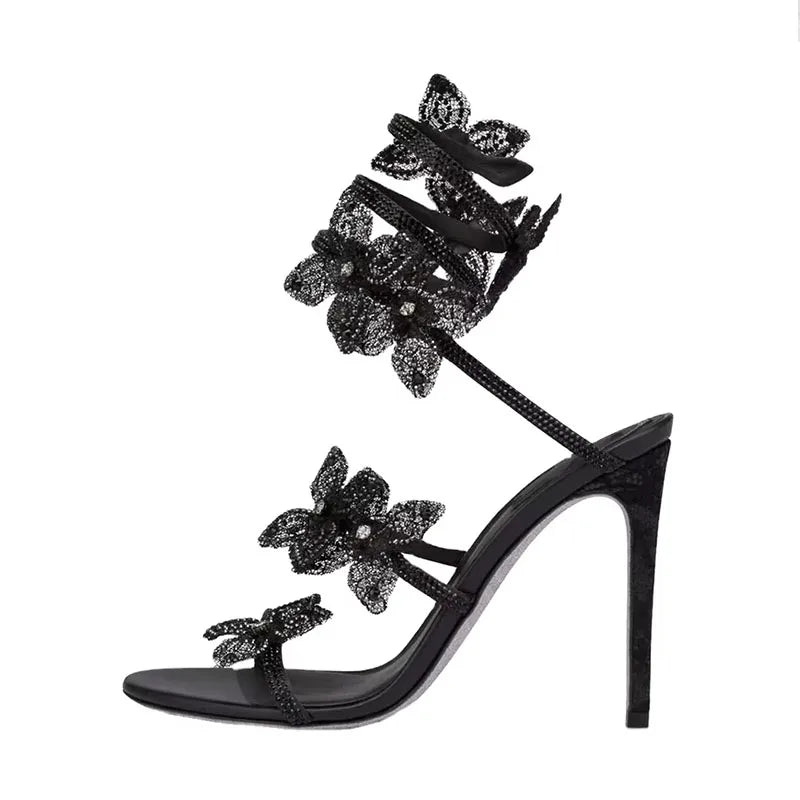 2025 Summer Designer Customized Fashion Women's High Heels Square Bow High Heels Sandals Crystal Diamond
